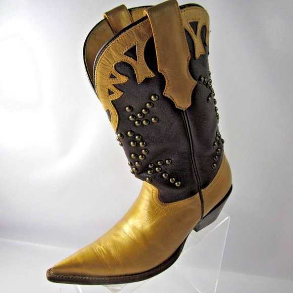 Rudel Vintage Size 6 Gold Brown Boots Womens B7 E9